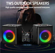 Load image into Gallery viewer, 60W Bluetooth Wireless Speaker, Portable Outdoor Party Speaker with Multi-Color LED Light, Wireless Bluetooth Speaker with 16H Playtime, Karaoke Speaker PA System Support Microphone/USB/AUX/TWS