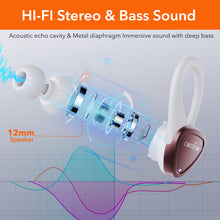 Load image into Gallery viewer, comiso True Wireless Earbuds with Punchy Bass, Built-in ENC & DSP, Active EQ, Touch Control, Bluetooth 5.3 Earbud & in-Ear Headphones with 70H Playtime, Over Ear with Hooks for Travel- Rose Gold