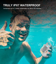 Load image into Gallery viewer, Waterproof Bluetooth Speaker IPX7, Shower Speaker with Multi-Color Light,Floating, Loud HD Stereo Sound, Robust Bass, Wireless Speaker with 24H Playtime for Beach Pool Biking Trip, Gifts for Men,Women(Grey)