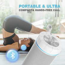 Load image into Gallery viewer, comiso X26 Bluetooth Speaker, IPX4 Waterproof Speakers 360° HD Surround Sound with Punchy Bass, Wireless Dual Pairing, 24H Playtime, Portable Speaker for Shower, Home, Outdoor, Camping, Beach-White