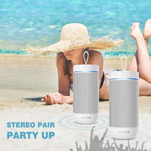 Load image into Gallery viewer, comiso X26 Bluetooth Speaker, IPX4 Waterproof Speakers 360° HD Surround Sound with Punchy Bass, Wireless Dual Pairing, 24H Playtime, Portable Speaker for Shower, Home, Outdoor, Camping, Beach-White