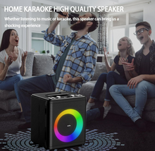 Load image into Gallery viewer, 60W Bluetooth Wireless Speaker, Portable Outdoor Party Speaker with Multi-Color LED Light, Wireless Bluetooth Speaker with 16H Playtime, Karaoke Speaker PA System Support Microphone/USB/AUX/TWS