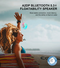 Load image into Gallery viewer, Waterproof Bluetooth Speaker IPX7, Shower Speaker with Multi-Color Light,Floating, Loud HD Stereo Sound, Robust Bass, Wireless Speaker with 24H Playtime for Beach Pool Biking Trip, Gifts for Men,Women(White)