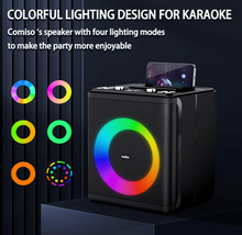Load image into Gallery viewer, 60W Bluetooth Wireless Speaker, Portable Outdoor Party Speaker with Multi-Color LED Light, Wireless Bluetooth Speaker with 16H Playtime, Karaoke Speaker PA System Support Microphone/USB/AUX/TWS