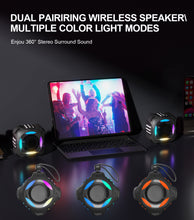 Load image into Gallery viewer, Waterproof Bluetooth Speaker IPX7, Shower Speaker with Multi-Color Light,Floating, Loud HD Stereo Sound, Robust Bass, Wireless Speaker with 24H Playtime for Beach Pool Biking Trip, Gifts for Men,Women(black)
