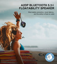 Load image into Gallery viewer, Waterproof Bluetooth Speaker IPX7, Shower Speaker with Multi-Color Light,Floating, Loud HD Stereo Sound, Robust Bass, Wireless Speaker with 24H Playtime for Beach Pool Biking Trip, Gifts for Men,Women(black)