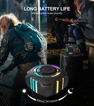 Load image into Gallery viewer, Waterproof Bluetooth Speaker IPX7, Shower Speaker with Multi-Color Light,Floating, Loud HD Stereo Sound, Robust Bass, Wireless Speaker with 24H Playtime for Beach Pool Biking Trip, Gifts for Men,Women(black)