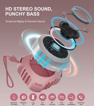 Load image into Gallery viewer, Waterproof Bluetooth Speaker IPX7, Shower Speaker with Multi-Color Light,Floating, Loud HD Stereo Sound, Robust Bass, Wireless Speaker with 24H Playtime for Beach Pool Biking Trip, Gifts for Men,Women(pink)