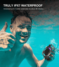 Load image into Gallery viewer, Waterproof Bluetooth Speaker IPX7, Shower Speaker with Multi-Color Light,Floating, Loud HD Stereo Sound, Robust Bass, Wireless Speaker with 24H Playtime for Beach Pool Biking Trip, Gifts for Men,Women(black)