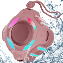 Load image into Gallery viewer, Waterproof Bluetooth Speaker IPX7, Shower Speaker with Multi-Color Light,Floating, Loud HD Stereo Sound, Robust Bass, Wireless Speaker with 24H Playtime for Beach Pool Biking Trip, Gifts for Men,Women（pink）
