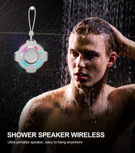 Load image into Gallery viewer, Waterproof Bluetooth Speaker IPX7, Shower Speaker with Multi-Color Light,Floating, Loud HD Stereo Sound, Robust Bass, Wireless Speaker with 24H Playtime for Beach Pool Biking Trip, Gifts for Men,Women(Grey)