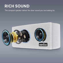 Load image into Gallery viewer, COMISO Bluetooth Speakers, 20W Loud Wood Home Audio Outdoor Portable Wireless Speaker, Subwoofer Tweeters for Super Bass Stereo Sound Bluetooth 5.0 Handsfree 24H Playtime