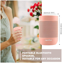 Load image into Gallery viewer, Portable Bluetooth Speaker, COMISO Bluetooth Wireless Mini Pocket Speaker, 360 HD Surround Sound & Rich Stereo Bass, 12H Playtime, IPX5 Waterproof for Travel, Outdoors, Home and Party (Pink)