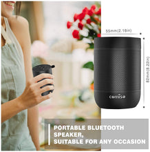 Load image into Gallery viewer, Portable Bluetooth Speaker, COMISO Bluetooth Wireless Mini Pocket Speaker, 360 HD Surround Sound & Rich Stereo Bass, 12H Playtime, IPX5 Waterproof for Travel, Outdoors, Home and Party (Black)