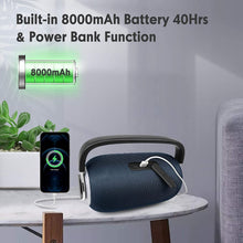 Load image into Gallery viewer, COMISO Portable Wireless Bluetooth Speaker, LED Colorful Light Boombox 25W Deep Bass Superior Audio Waterproof Bluetooth 5.0 Stereo Pair Sound 40H Playback Support TF Card AUX Built in Power Bank