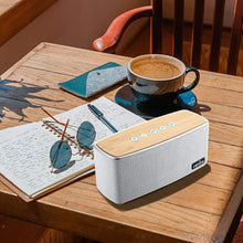 Load image into Gallery viewer, COMISO Bluetooth Speakers, 20W Loud Wood Home Audio Outdoor Portable Wireless Speaker, Subwoofer Tweeters for Super Bass Stereo Sound Bluetooth 5.0 Handsfree 24H Playtime