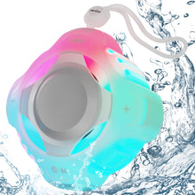 Load image into Gallery viewer, Waterproof Bluetooth Speaker IPX7, Shower Speaker with Multi-Color Light,Floating, Loud HD Stereo Sound, Robust Bass, Wireless Speaker with 24H Playtime for Beach Pool Biking Trip, Gifts for Men,Women（White）
