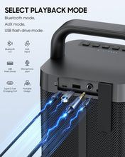 Load image into Gallery viewer, COMISO Portable Bluetooth Speaker with Deep Bass,150W Peak, IPX6 Waterproof Outdoor Speaker with 12H Playtime,Power Bank Function, Party Speaker with USB/AUX/Mic Inputs, Speakers for Home,Beach&amp;Travel
