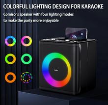 Load image into Gallery viewer, 60W Bluetooth Wireless Speaker, Portable Outdoor Party Speaker with Multi-Color LED Light, Wireless Bluetooth Speaker with 16H Playtime, Karaoke Speaker PA System Support Microphone/USB/AUX/TWS
