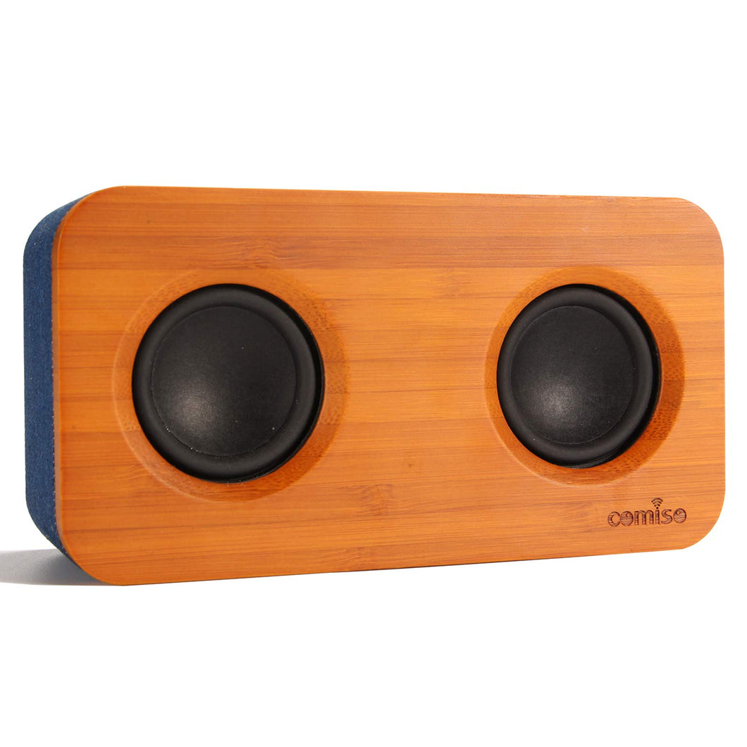 COMISO Bluetooth Speaker with Super Bass Stereo, 20W Loud Bamboo Wood Home Audio Powerful Small Bookshelf Wireless Speakers with Subwoofer, Bluetooth 5.0 for Home, Outdoor, Travel