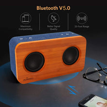 Load image into Gallery viewer, COMISO Bluetooth Speaker with Super Bass Stereo, 20W Loud Bamboo Wood Home Audio Powerful Small Bookshelf Wireless Speakers with Subwoofer, Bluetooth 5.0 for Home, Outdoor, Travel
