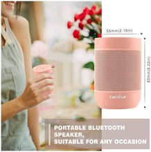 Load image into Gallery viewer, Portable Bluetooth Speaker, COMISO Bluetooth Wireless Mini Pocket Speaker, 360 HD Surround Sound &amp; Rich Stereo Bass, 12H Playtime, IPX5 Waterproof for Travel, Outdoors, Home and Party (Pink)
