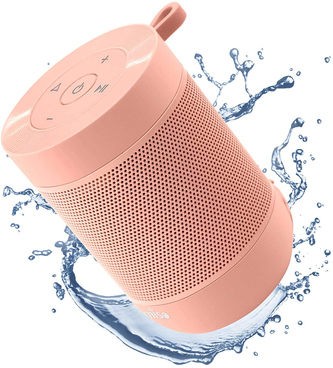 Portable Bluetooth Speaker, COMISO Bluetooth Wireless Mini Pocket Speaker, 360 HD Surround Sound & Rich Stereo Bass, 12H Playtime, IPX5 Waterproof for Travel, Outdoors, Home and Party (Pink)